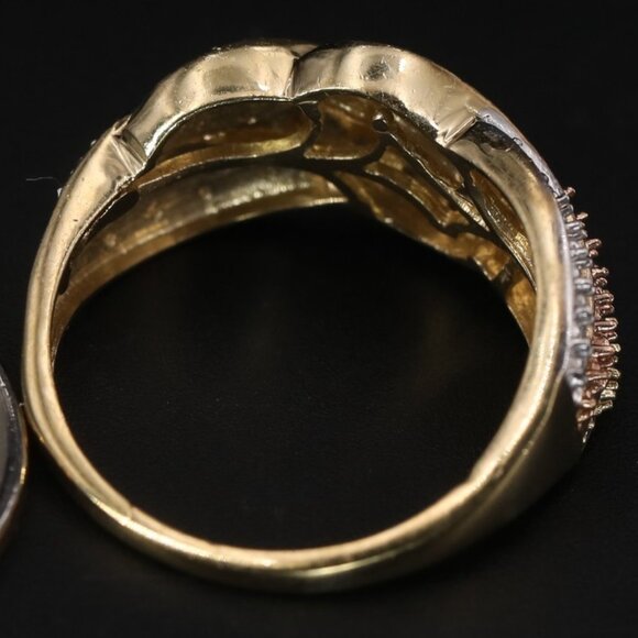 1ct Real Diamond Cluster Ring 3 Color Silver Vermeil Gold Rose White Yellow Wave - Picture 4 of 6